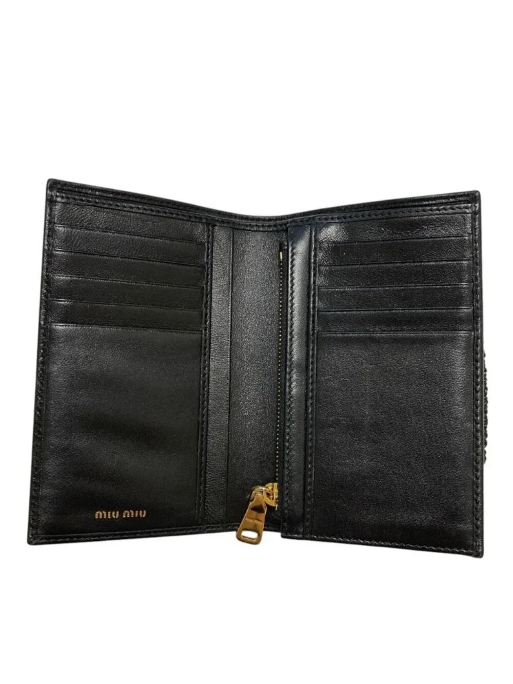 Miu Miu Leather Bifold Wallet with Band Black